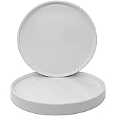 2 Pack Ceramic Plant Saucer Pot Tray 6 Inch, Planter Saucers 4 5 6 7 8 9 10 11 12 13 Inch for Indoors Outdoor, Durable Sturdy Flower Drainage drip Water Tray for Glazed Pots Base (6.4 Inch-White)