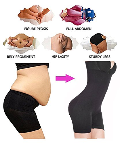 FUT Women High-Waisted Tummy Control Body Shaper Butt Lifter Boyshorts Thigh Slimmer Black - Thumbnail 2