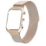 For Apple Watch Band 42mm Milanese Loop - Wristband with Metal Protective Case Shockproof Anti-scratch iWatch Strap with Magnetic Closure Clasp Mesh for Apple Watch Series 3/2/1 Sport(Retro Gold)