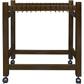 Wooden Rolling Pants Trolley with 16 Hangers