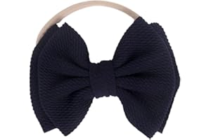 Koolgil Baby Girl's 5 Inches Soft Double Bow-knot Nylon Headband Toddler Headdress for Photography Party Festivals (Navy Blue)
