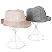 MyGift White Metal Wire Hat Holder Stand, Wig Display Rack, Fedora or Baseball Cap Storage Form, Set of 2