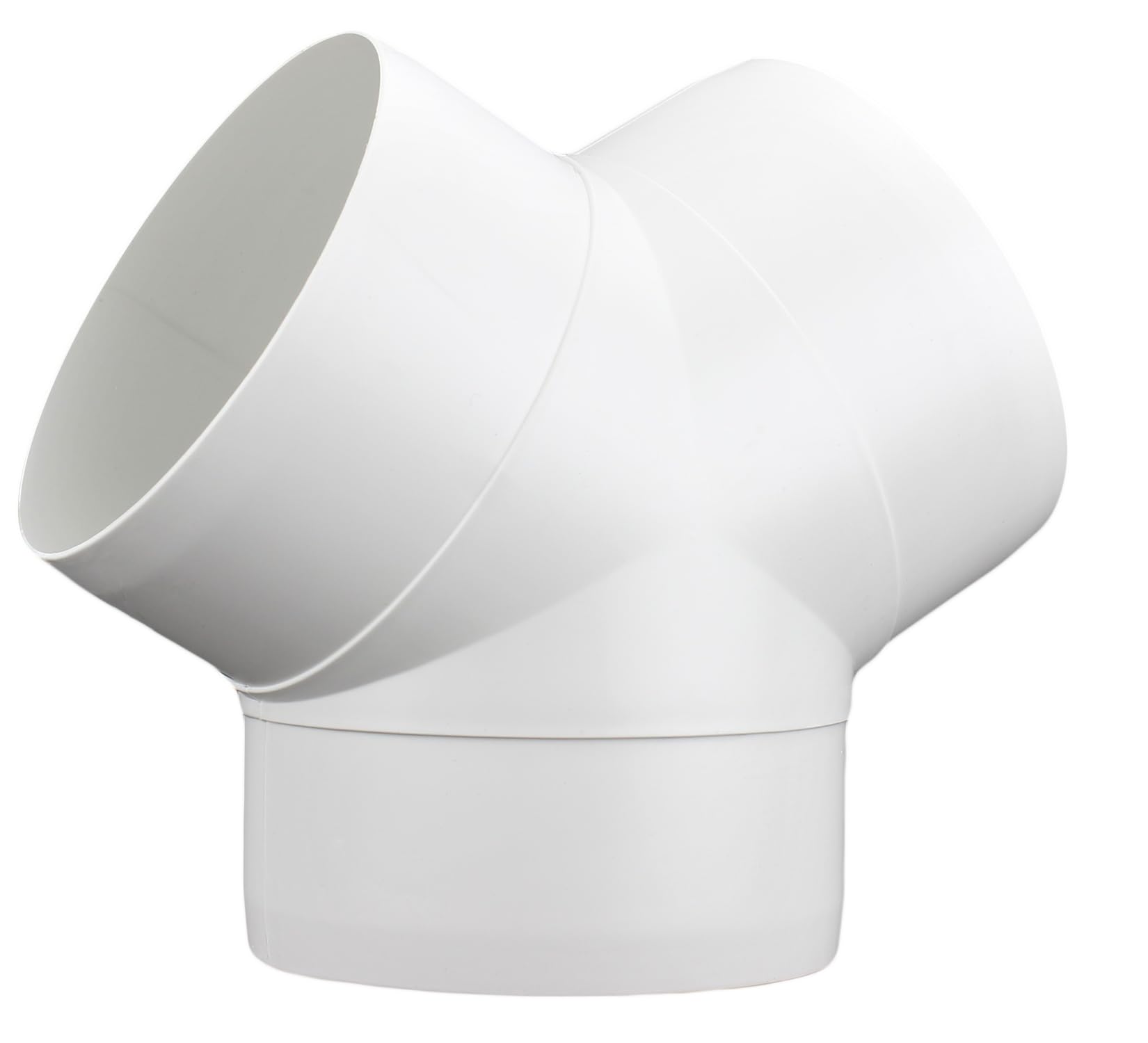 Fantronix 100mm (4”) Equal Y-Piece Duct Connector – White Plastic 45° Ventilation Splitter for Extractor Fans & Cooker Hoods