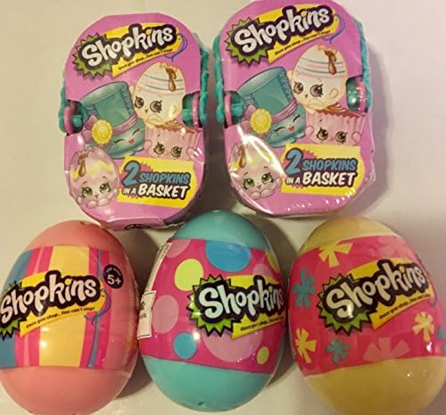Ultimate Shopkins Easter Surprise Bundle (2 Easter Baskets and 3 Mystery Eggs Pink, Blue and Yellow)
