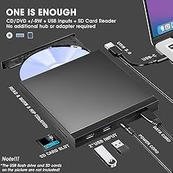 ROOFULL External CD DVD +/-RW Drive with SD Card