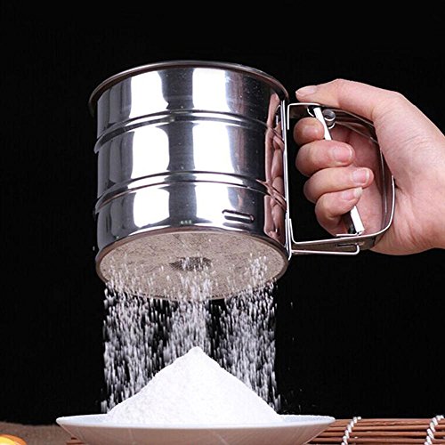 Pawaca Big Capacity Stainless Steel Flour Sifter 13 Ounce, Food-Grade Mesh Sieve with Measuring Scale Mark, Lead Free, No Plating, Rustproof, Baking Shaker for Icing Coffee Powder Dusting, and More - Thumbnail 7