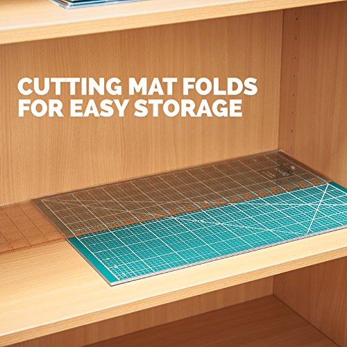 KnitIQ Rotary Cutting Set, Contains Rotary Cutter, self-Healing Cutting mat, Ruler, Seam Ripper and Long Pearlised pins