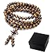 Zysta Men's Women 8mm Natural Gemstone 108 Beads Bracelet Link Wrist Necklace Chain Tibetan Buddhist Beads Paryer Buddha Mala Elastic Cuff