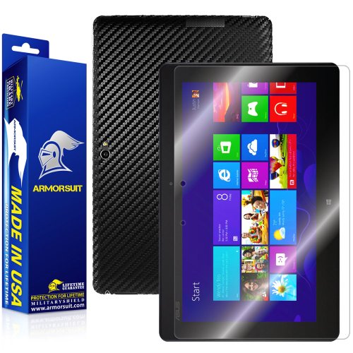 ArmorSuit MilitaryShield - ASUS VivoTab RT TF600T Screen Protector + Black Carbon Fiber Full Body Skin Protectorw/ Lifetime Replacements
