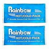 Rainbow 2 Flexible Reusable gel ice pack for Hot or Cold Therapy ( 4.3" x 9.8", set of 2) soft PE material film by back sealling