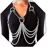TWINKLEDE Chest Chain Belt Leather Harness Rave Festival Body Accessories for Women