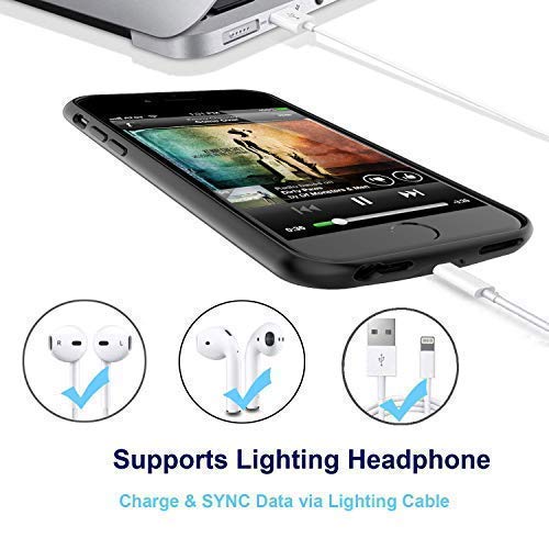 iPhone 7 Plus / 8 Plus Battery Case, Slim Charger Power Case Headphone Support with 5500mAh for iPhone 5.5-inch, Best Portable Smart External Protective Battery Case iBatrycas (Black)