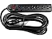 Weltron 6 Outlet Black Surge Protector Power Strip, Wall Mount, 750 Joules, Long 15 Foot Cord Cable