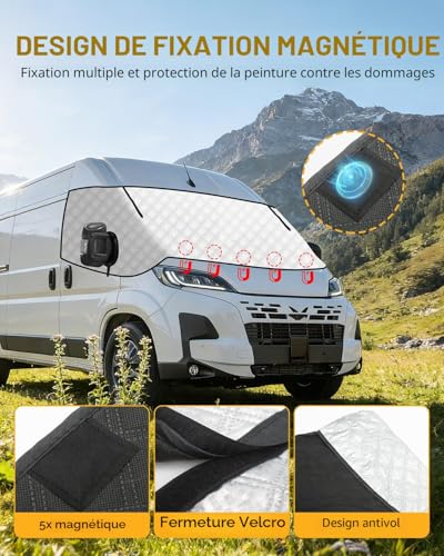 OlaVeg Ducato Sun Visor Cover Camping Car Thermal Insulation Ducato Waterproof with Zippers for P-eugeot Boxer C-itroen Relay X250/290