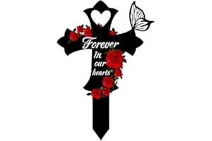 XEFINAL Butterfly Cemetery Memorial Cross Stake Metal Memorial Butterfly Garden Stake Cross Yard Stake Grave Markers for Outdoors Garden Yard Decor