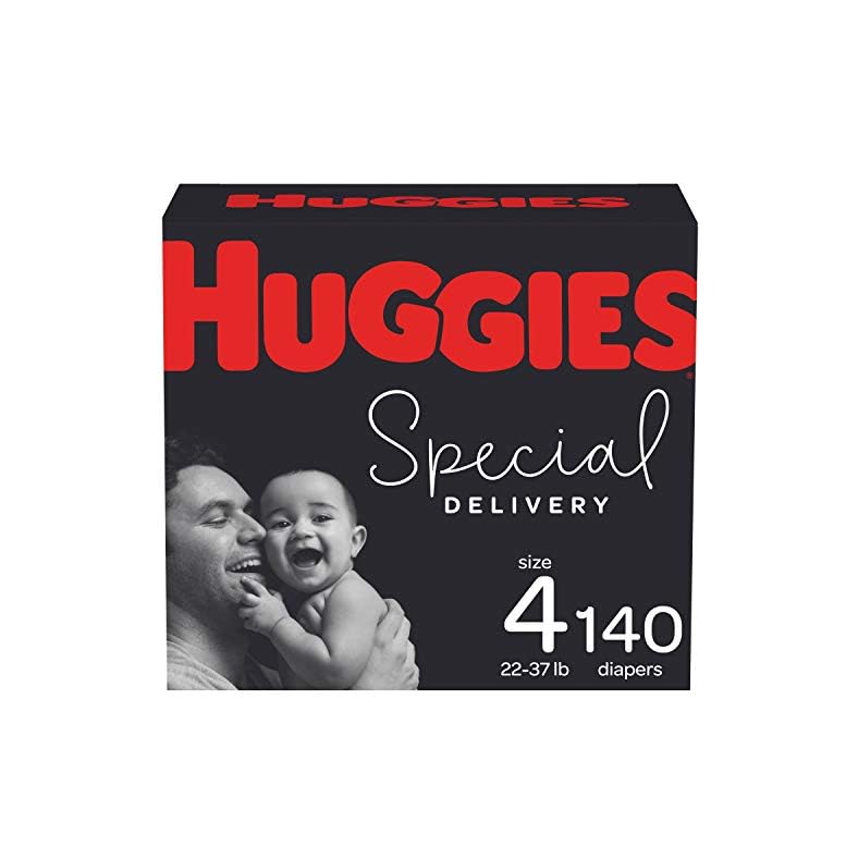 Hypoallergenic Baby Diapers Size 4 (22-37 lbs), Huggies Special Delivery, Fragrance Free, Safe for Sensitive Skin, 140…