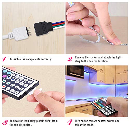 65.6ft/20M LED Strip Light DreamColor SyNong Soft RGB Rope Lights 5050 SMD 600 LEDs Non Waterproof 2x10M Tape Light with 44 Keys IR Remote Control and 12V Power Adapter for Room Kitchen Festival Deco