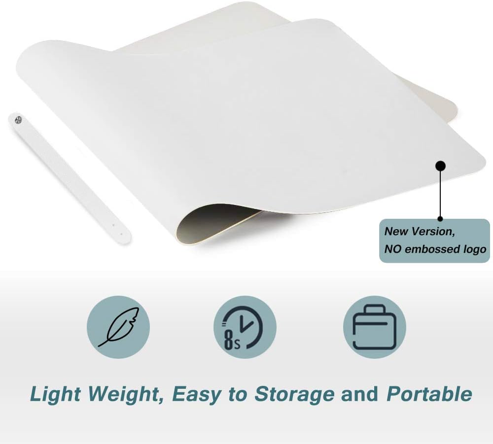 BUBM Desk Pad Office Desktop Protector 31.5" x 15.7", PU Leather Desk Mat Blotters Organizer Mouse Pad with Comfortable Writing Surface-White : Office Products