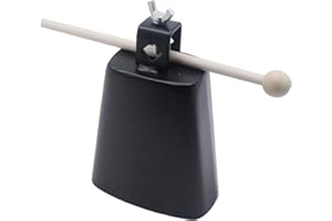 CashBeat 5" Steel Cowbell, 5inch Hand Percussion Instrument with Handle & Stick, Loud Noise Maker for Drum Set, Sporting Events, Concerts & Weddings, Easy to Mount, Clear Tapping Sound