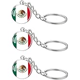LLBFHH 3 Pcs Mexico Flag Key Chain,Cool Keychain for Car Keys, Stainless Steel Keyrings & Keychains,Used for Home Decoration, Jewelry Hanging Decorations.