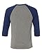 Canvas C3200 Unisex 3 By 4-Sleeve Baseball Tee - Grey & Navy Triblend, Medium