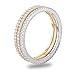 Tri Tone 14K Gold Rose Gold Plated 925 Sterling Silver Cubic Zirconia Stackable Eternity Wedding Band Rings for Women 3pcs Size 6