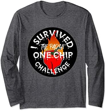 Unisex Paqui One Chip Challenge Ghost Pepper Long Sleeve Shirt Medium Dark Heather