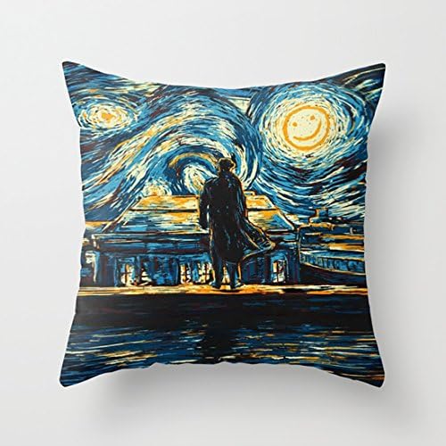 CqxinFuxi Pillowcases Starry Night Sherlock Holmes Art Painting with Soft And Comfortable Felling for Decoration 18in