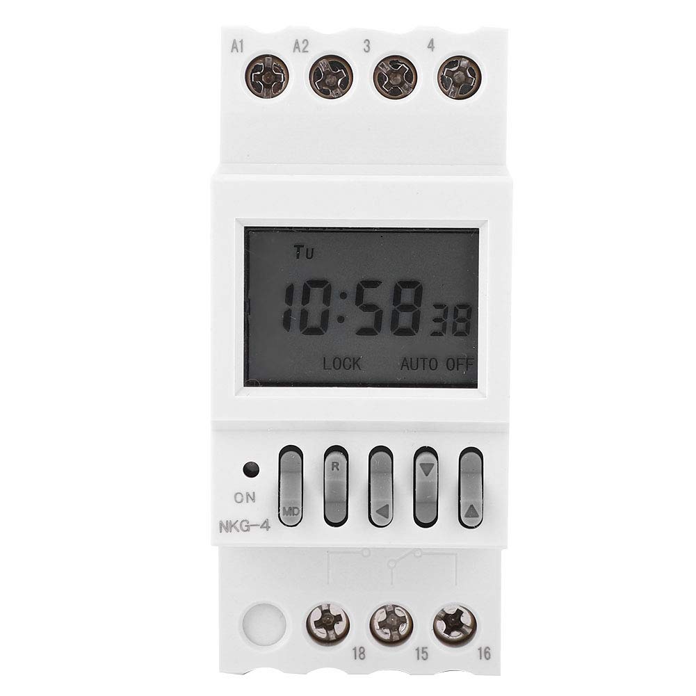 Natudeco NKG-4 Timer Switch Digital Timer Switch Programmable Timer Switch Compact Portable Easy Install for School Bell or Factory Bell Control