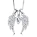 BERRICLE Angel Wings Cubic Zirconia CZ Fashion Pendant Necklace for Women, Silver-Tone 18 inch
