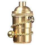 Light Socket, KINGSO E26/ E27 Solid Brass Edison Retro Pendant Lamp Holder for Lamp Socket And Fixture Replacement, Industrial Vintage DIY Projects, With Pull Chain(Copper)