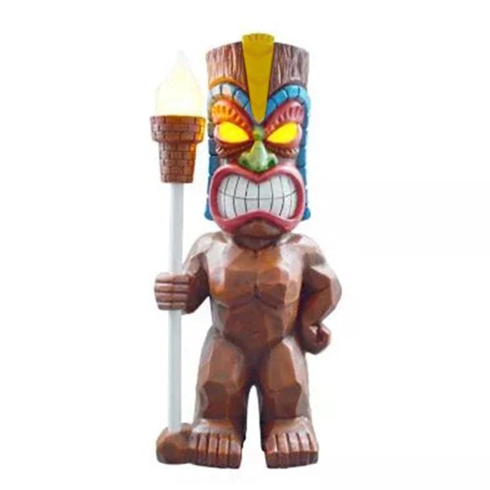 Yusat Tiki Statue with Solar Light, Solar Lamp Totem Figurine Ornaments Waterproof Garden Sculptures for Porch Lawn Decor