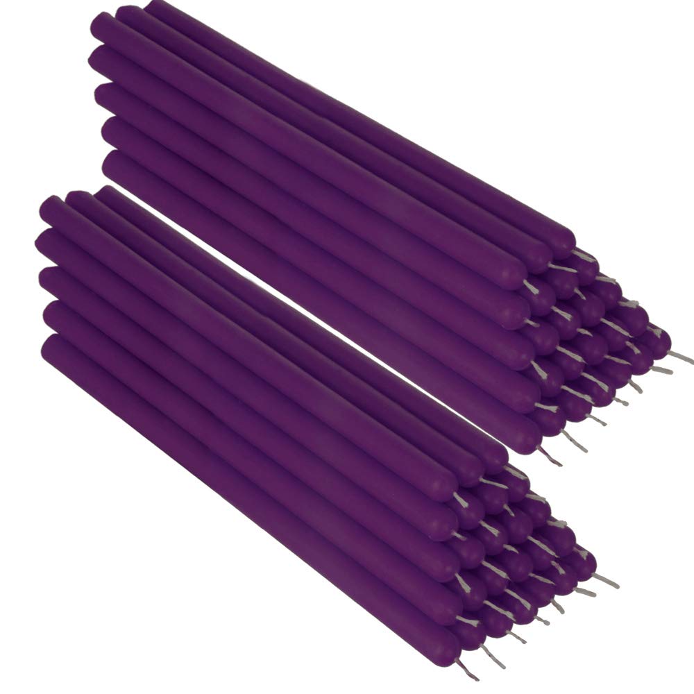 NKlaus 50x Purple Beeswax 21cm sootfree Table Candles Handmade Ritual Candle drip Candles 36336