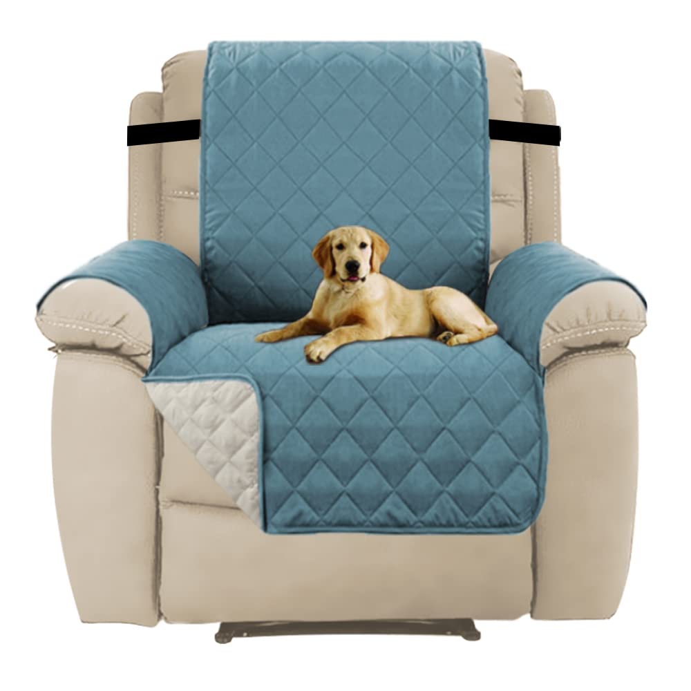 H.Versailtex Reversible Recliner Protectors Cover, Water Resistant Recliner Chair Covers for Pets, Machine Washable Recliner Chair Covers with Elastic Strap (Citadel/Beige)
