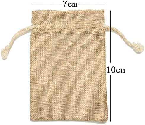 Maggie Vintage Burlap Jute Sacks Weddings Party Favor Drawstrings Gift Bags 5pcs