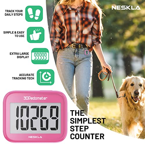 3D Pedometer For Walking, Simple Step Counter For Walking With Large Digital Display, Step
