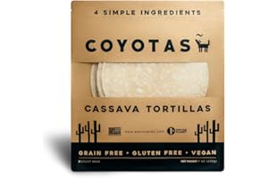 COYOTAS ~ Organic Tortillas I 4 Simple Ingredients I Grain and Gluten Free ~ Vegan I Cassava Root Vegetable I Small 4-inch Tortilla Wrap (12 Count per Pack) (5 Packs Included)