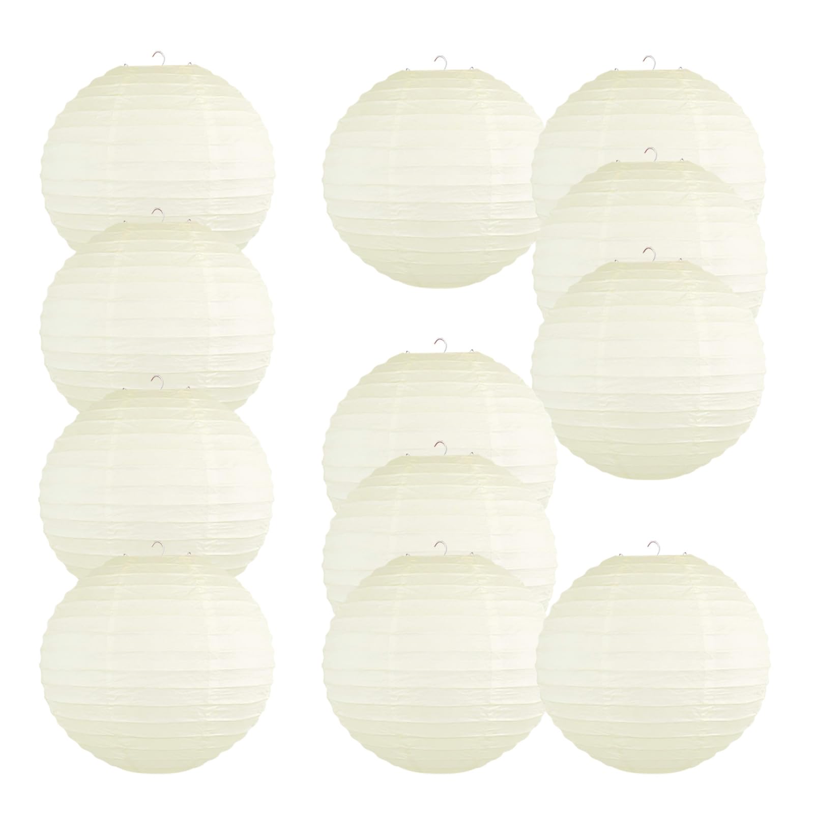 Photo 1 of Chinese Style Paper Lanterns, Set of 12, Suitable for Party Decoration (Ivory, 14in)