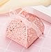 50pcs Party Wedding Favor Candy Box With Ribbon Laser Cut Rose Flower Chocolate Gift Boxes Bonbonniere for Birthday Bridal Shower Valentine’s Day Christmas Decoration (Pink)