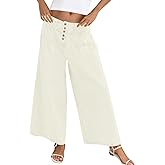 Cicy Bell Womens Wide Leg Jeans Baggy Elastic Waist Button Boyfriend Casual Denim Pants with Pockets