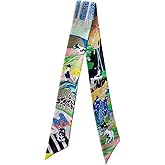 JERLA 100% Mulberry silk Scarf Head Hair Ribbon Handbag Handle wrap Tie Bundle Neckerchief Scarf for women men