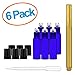 Culinaire 6 Pack Of 10 ml Blue Glass Bottles with Stainless Steel Roller Balls / Caps & 3 ml Dropper with Gold Glass Pen included