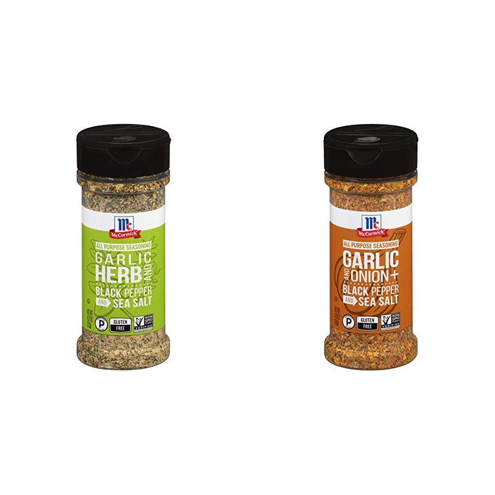 McCormick Garlic, Herb, Black Pepper & Sea Salt All Purpose Seasoning, 4.37 oz & McCormick Garlic, Onion, Black Pepper & Sea Salt All Purpose Seasoning, 4.25 oz
