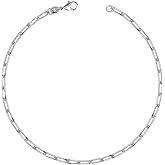 Charmsy Silver 18K White Gold Plated Paper-Clip Chain Anklets for Women | Paper-Clip Chain Ankle Bracelet for Women and Teens | Size 9 Inch