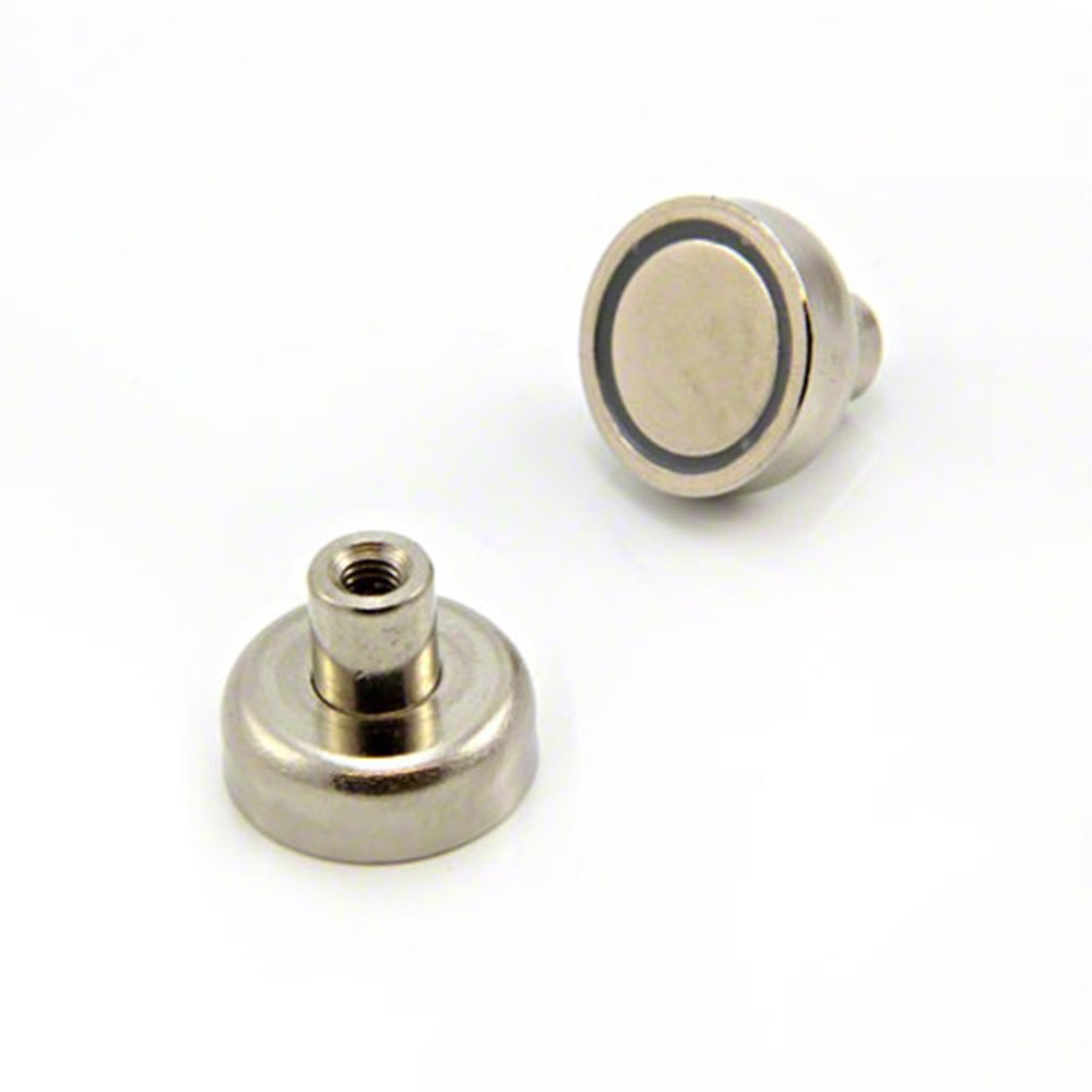 N42 Neodymium Pot Magnet for DIY, Engineering, Manufacturing, Hanging and Holding Applications - 20mm dia x 15mm tall x M4 thread - 18.3kg Pull - Pack of 10