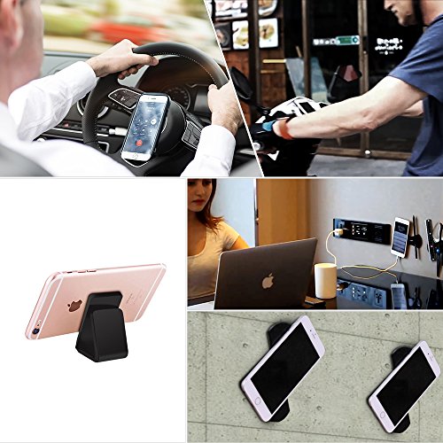 Cell Phone Stand | iPhone 7 Plus Stand | iPhone X Car Holder,iPhone Sticky Pad for all Android Smartphone and iPhone,Gel Pads,Nano Pad,Stick to Anywhere&Holds Anything(Black- 2 Units)