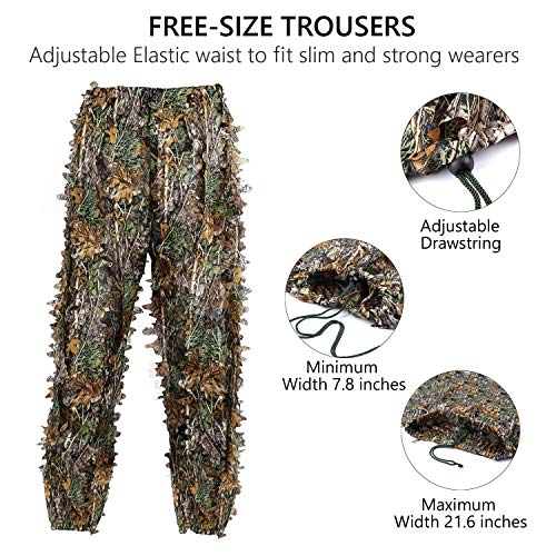 SMZCTYI Ghillie Suit Set, 3D Leafy Woodland Camouflage Clothing, Lightweight & Durable Outdoor Camo Outfit for Youth and Adult (Average) - Thumbnail 3