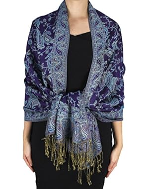 Elegant Double Layer Reversible Paisley Pashmina Shawl Wrap Scarf