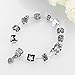 Naivo Designer Inspired Crystal Snake Chain Murano Glass Beads Charm Bracelet, Midnight Passion