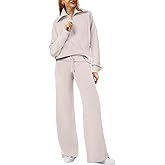 XIEERDUO Lounge Sets For Women 2025 Half Zip Sweatshirt And Wide Leg Sweatpant 2 Piece Outfits Sweatsuit Tracksuit